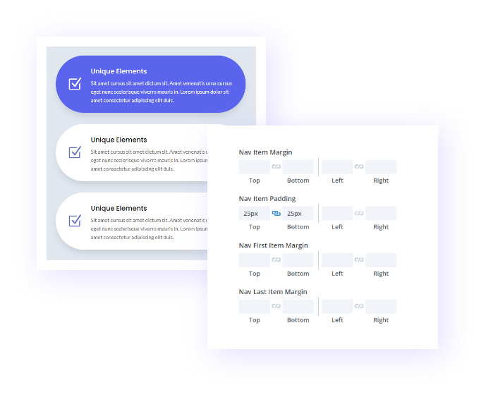Custom Spacing Options Divi Vertical Tabs & Horizontal Tabs